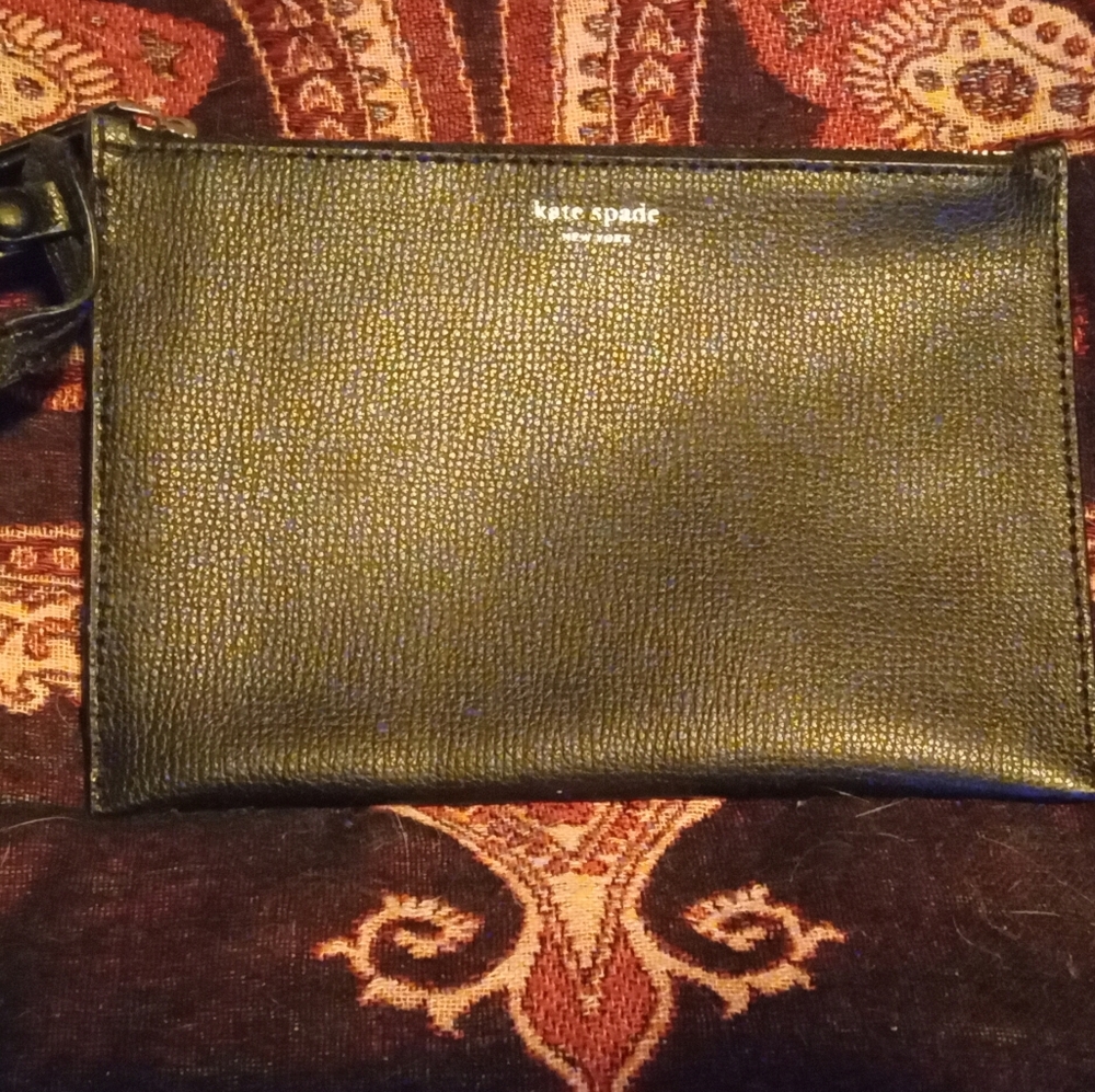 Kate Spade Black Pebbled Leather  Wrist Pouch